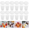 Wegwerpbekers rietjes 50 sets Clear Coffee Cup Party Supplies Melkthee Wikkel Plastic met deksels draagbaar drinkende zomer koele drank
