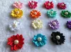 Decorative Flowers 4cm High Quality Small Satin Ribbon Roses Head With Pearl Stamen Girl Hair Wreath Applique Sewing Flower Scrapbooking