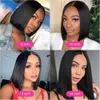 Dark Roots Brown Colored Brazilian Virgin Lace Front Closure Raw Short Bob Wigs Human Hair Lace Front Wig