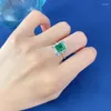 Cluster Rings Spring Qiaoer 925 Solid Silver 7 9mm Emerald for Women Lab Diamond Gemstone Wedding Ring Cocktail Party Fine Jewelry Gift