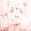 Autocollants muraux Pink Flamingo Paper peint pour décoration d'anniversaire Style nordique Sticker DIY Sticker Girl's Bedroom Wedding Decal Mural