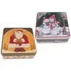 Storage Bottles Christmas Biscuit Containers Cookie Tin Lid Candy Jar Sweet Vintage Decor