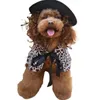 Hondenkleding luipaardafdruk huisdier cape grappige outfits met vlinderdas verstelbare hoed voor katten en honden perfect Halloween aantrekkelijk kostuum