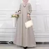 Abbigliamento etnico 2024 Muslim delle grandi dimensioni della molla a maniche lunghe e del temperamento Autumn Ultra Polka Dot Claborare la veste sciolta