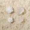 Dekoracje białe aurora camellia mieszane paznokcie art deco płaska żywica róży kwiat 3d paznokcie DIY Akcesoria 30/100pcs