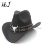 Kobiety mężczyzn wełna pusta Western Cowboy Hat Rollup szerokie kowarnia Jazz Jazz Sombrero Cap with Tassel Tauren Ribbon2010633