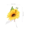 Fleurs décoratives Sunflower Boutonniere Brooch Broche de mariage Coronage de fleurs de mariage pour la mariée artificielle