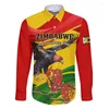 Men's Casual Shirts Zimbabwe Flag Map Graphic Long Sleeve For Men Clothes National Emblem Lapel Blouse Male Shirt Button Blouses Tops
