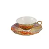 Mugs Oil Tulip European Enamel Colorful Light Luxury Bone Porcelain Gold Plated Coffee Cup And Plate Gift Box