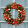 Fiori decorativi grandi ghirlant natalizi rosso festoso anello rattan anello commerciale finestra decorazioni sospese 18