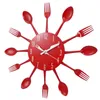 Wall Clocks ABSF Home Decorations Noiseless Stainless Steel Cutlery Knife And Fork Spoon Clock Kitchen Restaurant Decor