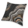 Pillow Elegant Black And Gray Marble Square Case Polyester S For Sofa Modern Graphic Novelty Covers