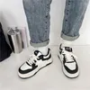 Freizeitschuhe klobige Plattform -Sneakers für Frauen Leder Stoff Patchwork Ladies Mode Gehen dicker Boden