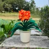 Fleurs décoratives Croched Kaffir Lily Plants artificiels en pot Bonsaï Cadeaux originaux tricus à la main pour les décorations de table de salle à domicile mère