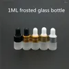 Förvaringsflaskor 100 st 1 ml frostat glas dropparflaska 1cc mini injektion med pipett hög kvalitet
