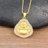 Pendant Necklaces Nidin Classic Exquisite Maitreya Buddha Necklace Inlaid Shiny Zircon Crystal Ladies Lucky Amulet Fortune Jewelry Gifts