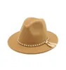 2019 Woolen Feled Hat Panama Jazz Fedoras Hats Tassel Pearl Vintage Cap Party and Stage Top Hat for Women Men Esisex214N4627370