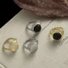 Cluster Rings S925 Sterling Silver For Women Men Fashion Gold Plated Lava Texture Pattern Agate Crystal Punk Jewelry