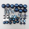 Feestdecoratie feestelijke kerstboom ornamenten set blauwe ballen ster hangers decor