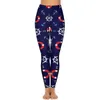 Active Pants Nautical Sailors Leggings Pockets Anchor Print Pattern Yoga Push Up Fitness Gym Legging Funny Stretch Sports Tights