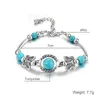 Charm Bracelets Ethnic Style Bohemian Natural Turquoise Butterfly Round Bead Bracelet For Women Summer Beach Decorative Accessories Jewelry