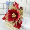 Fleurs décoratives Artificial Gold Fan Network Christmas Flower Home Tree Decoration Party Activity Shooting Accesstes Simulation