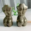 Dekorative Figuren 8cm natürliche Pyritstatue Heilung Kristall sexy Mädchen Model Körper Körper Nackter Kunst Figur in handgeschnitztes Zimmer Dekor Geschenk Ornament