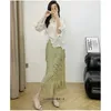 Skirts Miyake Pleated Summer Tassel Hollow Half Skirt Korean Edition Designer's Seaside Holiday Style Travel Fashion 2024