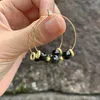 Серьги обруча Heyya Stone Natural Obsidian Simple Classic Round Circle Gemstone Jewelry Disterry ручной работы 14 тыс. Золото эксклюзив