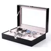 Uhrenbox Organizer Box PU Leder Hülle Halter Aufbewahrung 6/10/12 Gitter Quarz Uhren Schmuck Display Geschenk