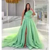 Sky Blue Prom-klänningar aso ebi plus storlek en axel a-line aftonklänningar afrikansk formell festklänning 2024 Ny plus storlek