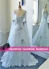 2022 Vintage Celtic Wedding Dress Ivory and Pale Blue Colorful Medieval Bridal Gowns Scoop Corset Long Sleeves Appliques Custom Ma9588814