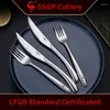 Ensembles de vaisselle Luxury Classical 316 en acier inoxydable LFGB Certificat Steak Fork Knife Ladle Set Cutlery Wedding Table Varelle