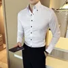 Chemises décontractées pour hommes hommes de haute qualité de haute qualité Vêtements de marque à manches longues masculines de style robe de bureau slim 4xl-m