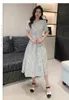 Party Dresses 2024 Summer French Long Dress Women's Chiffon Fabric Korean Bubble Sleeve Waist Wrapped Flower Large