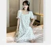 Женская одежда для сна fdfklak net Red Princess Style Nightdress Летняя ночная рубашка хлопковая домашняя одежда леди платье цветочное принт.