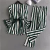 Abbigliamento da casa Donni da donna in pigiama set 3 pezzi Fashion spaghetti top top satinato da sonno letto femmina a maniche lunghe pijama