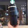 20oz frosted black stainless steel straw cup solid color large capacity car portable water cup gift H11023447568