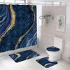 Shower Curtains Quick-dry Bathroom Accessories Waterproof Curtain Set With Anti-slip Rug Soft Flannel Bath Mat Durable For