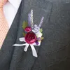 装飾的な花人工花のcorsageリアルな結婚式のブートニエール手首鮮やかな非幅のバラの厚い花びらのパーティー