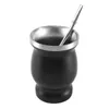 Coffee Scoops Double-Wall Stainless Yerba Mate Gourd Gourd à thé Set Water avec 2 Bombillas Paies Spoonclean Brush 8oz Black