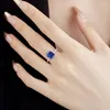 Cluster ringen pubang voor vrouwen cadeau fijne sieraden solide 925 sterling zilveren drie kleuren smaragd gesneden gecreëerde moissaniet sprankelende ring