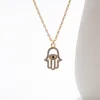 Hangende kettingen 1 pc minimalistische glanzende zirkoon fatima hand ketting voor vrouwen vintage holle hamsa sleutelbeen ketting choker sieraden cadeau n334