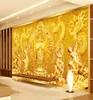 Gold Buddha Po Papel de parede Pap personalizado Murais de parede 3D Avalokitesvara Wallpaper Room de estar da sala de arte Decoração de casa decoração de casa42366619