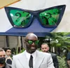 Solglasögon Senaste Milan Catwalk Mens Cat Eye Sharp Corner Black Frame Green Lens med Symbol Fashion Trend Z261W Mens Glasses Z2614560997