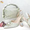 Dress Scarpe 2024 Nigerian Brand Silver Women's Fashion Elegante tacchi a punta di punta e borse Designer sandali