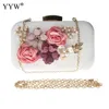 Kvällspåsar Kvinnor Clutch Bag Floral Party Purse Wedding Handväskor Vit Fashion Luxury Cluthes Chain Handväska Designer axel