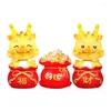 Estatuetas decorativas 3pcs Shaking Head Dragon Figures Kit Ornamentos de zodíaco chinês Ano das estátuas definidas para o escritório em casa