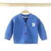 Fashion Baby Coats Sweater Children Cardigan Jackets Tops VNeck Toddler Kids Outwear Long Sleeve born Infant Clothing 03Y 240327