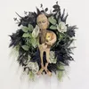 Flores decorativas Mummy Halloween Wreath Wreath Outdoor Front Door Garlands de terror assustador para ornamentos de enforcamento